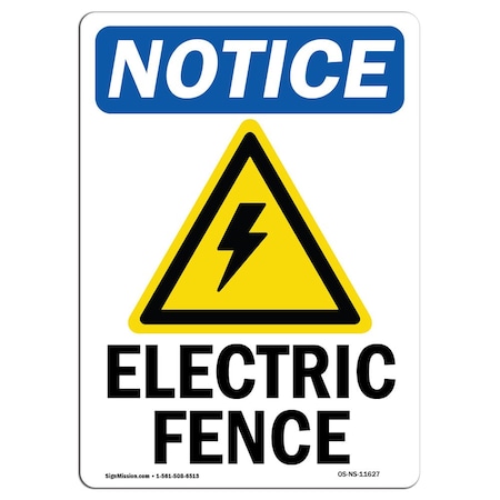 Signmission OSHA Notice Sign, 5" Height, Electric Fence Sign With Symbol, Portrait, 10PK OS-NS-D-35-V-11627-10PK